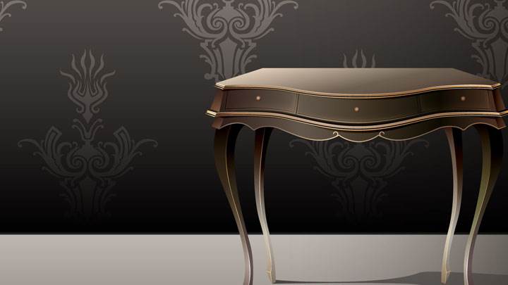 Brown Table And Black Wallpaper